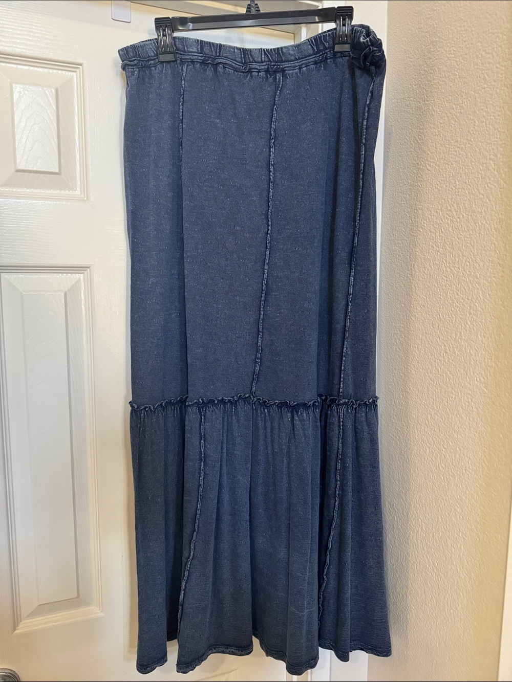 Max Studio Navy Tiered Maxi Skirt
